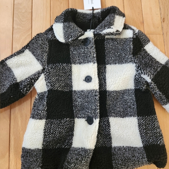 BNWT Miles The Label Fleece Sherpa Plaid Jacket  Black and White Sz 2 Kid Girl - Picture 5 of 7